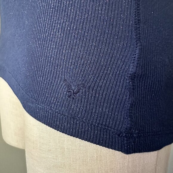 American Eagle Outfitters Navy Blue Boyfriend Tank Top Womens Size M Sparkled - Picture 4 of 7